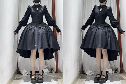Sleeves Gothic Lolita Shirt Long Black