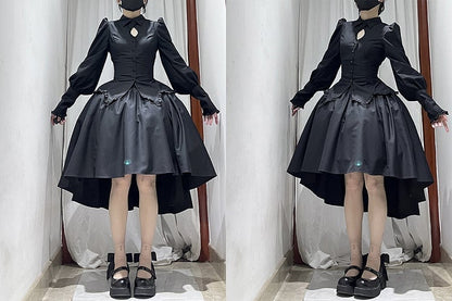 Skirt Lolita Gothic Black High-low