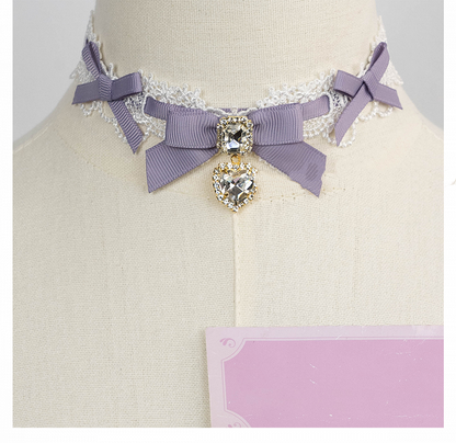 Chain Layer 11 Detachable Double Beaded Heart Jirai Choker Kei Charms Rhinestone with Options