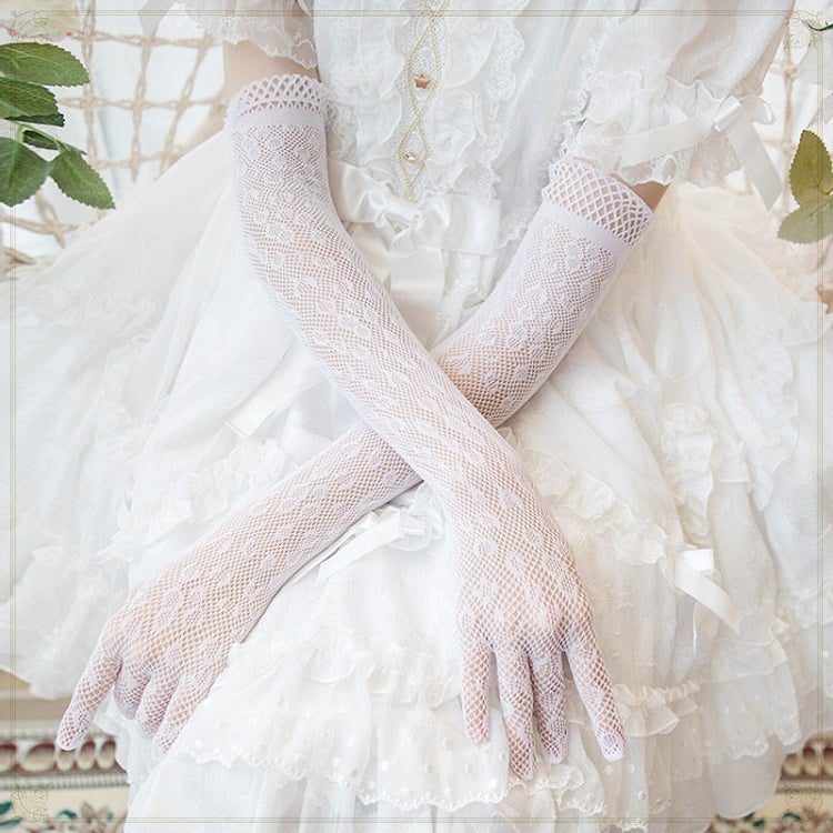 Black/White Lace Long Gloves