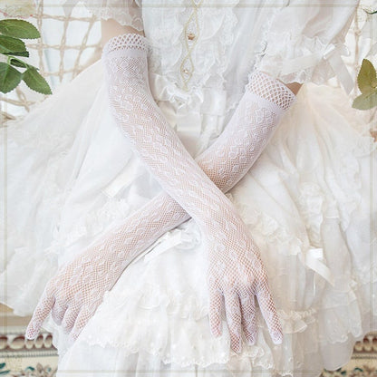 Black/White Lace Long Gloves