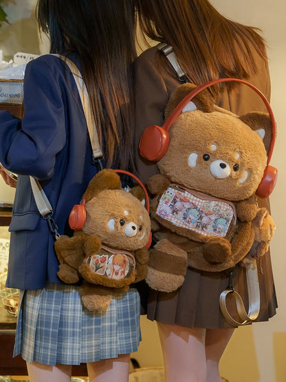 Brauner süßer roter Panda-förmiger Plüschrucksack mittlere/große Größe