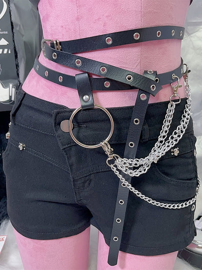 Options 2 Chain Y2K Charm Belt Black Waist