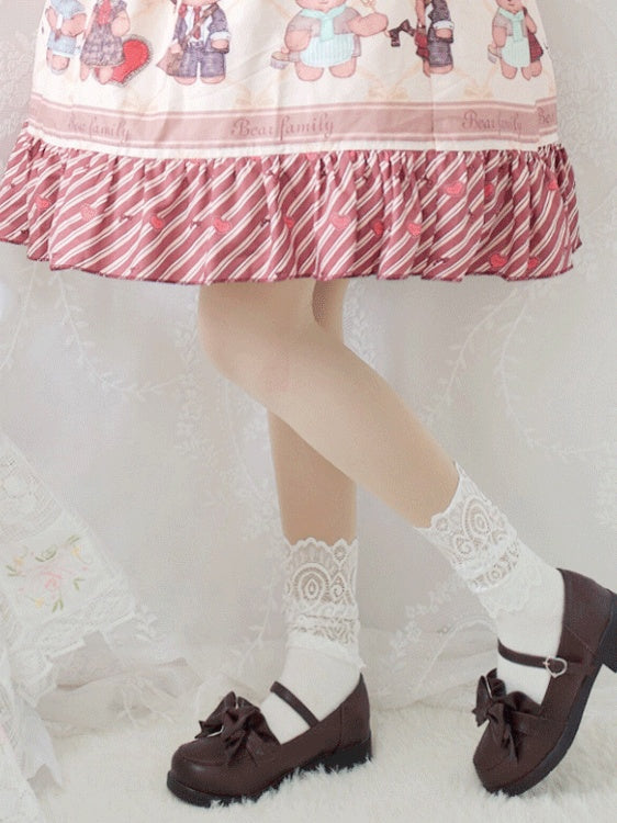 Cuffs Cutout White/Black Socks Lace with Cotton Lolita