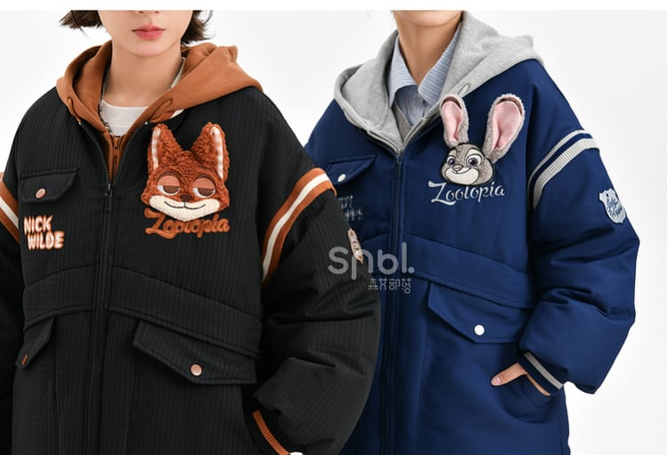 Zootopia Judy Applique Dark Blue Down Jacket Detachable Sleeves