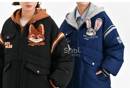 Zootopia Judy Applique Dark Blue Down Jacket Detachable Sleeves