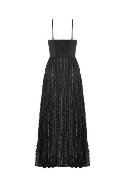 Black Floral Embroidered Lace Slip Dress Gothic Sleeveless