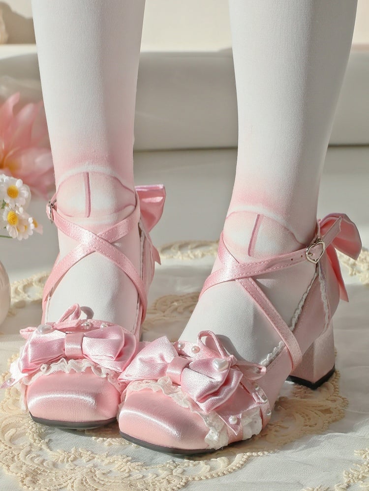 Sophisticated with Jane Bow Shoes Satin Pink Details Mary in
