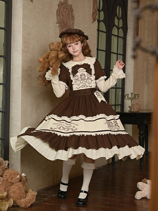 + Brown Dress Brooches Lolita Details Set Long Waist Beige Version Embroidery Belt