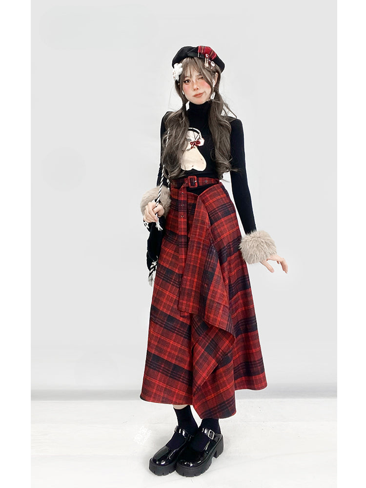 取り外し可能な袖が付いたブラックのハイネック パピー トップス