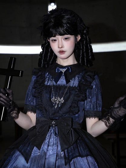Rose Cemetery Necklace, Belt, and Hairclip Set - iris de nuit