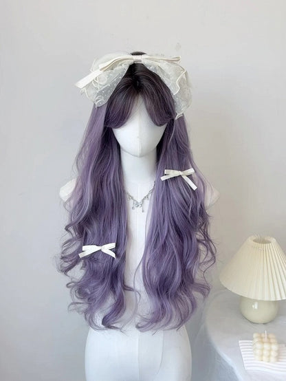 Bangs with Purple 70CM Dusty Curtain Wig Wavy