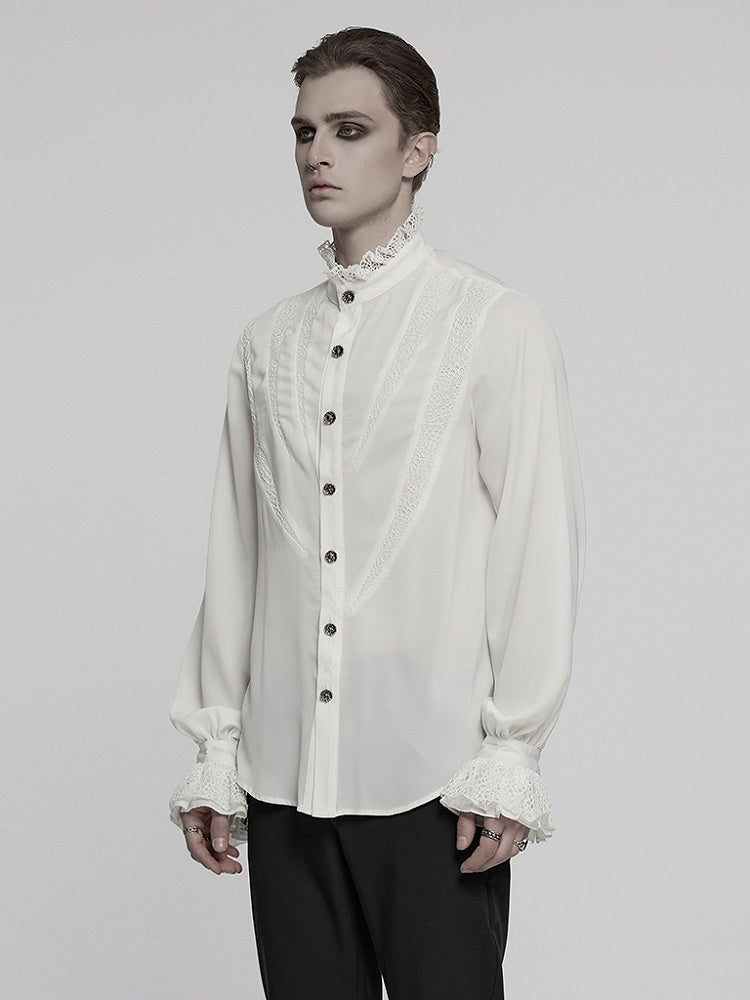 White Men's Sharp Teeth Segmentation Shirt