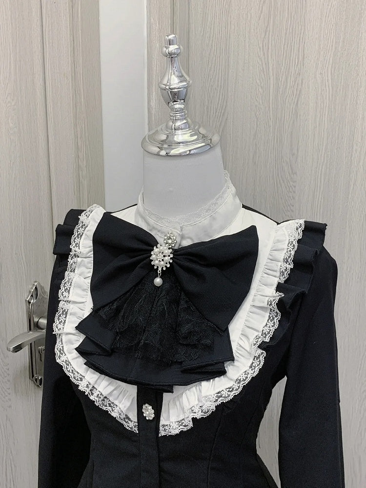 ビッグジライケイ ブラック 取り外し可能なセット ロングリボンドレス+ショーツ ジャボカラー＆スリーブ ミニ