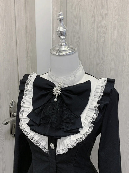 ビッグジライケイ ブラック 取り外し可能なセット ロングリボンドレス+ショーツ ジャボカラー＆スリーブ ミニ