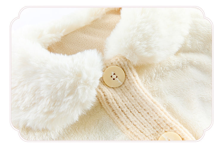 Plush Cardigan Creamy Winter White Cozy Collar Sweater