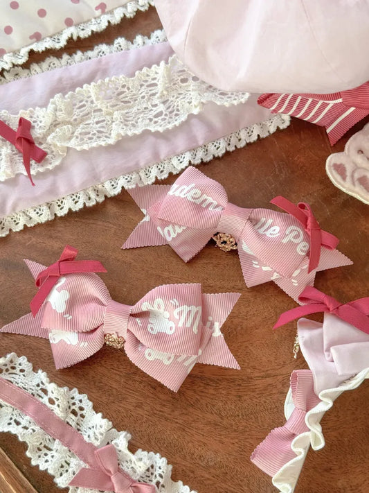 Hairclip Brown Bowknot Pink Blue /