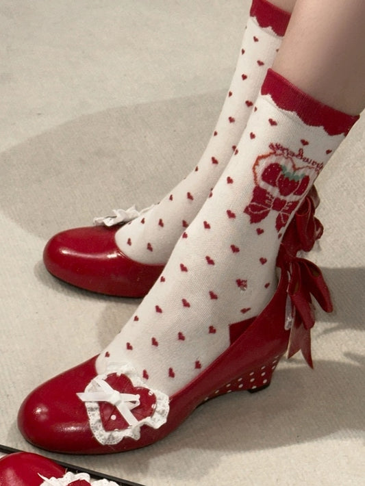 Mary - PU Heart Lolita Shoes Sweet Removable Jane Design Wedge