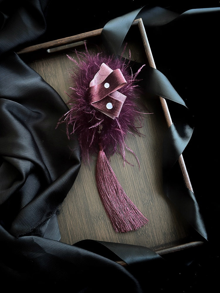 Red / Black / Purple Fluffy Claw Clip