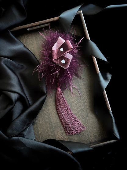 Red / Black / Purple Fluffy Claw Clip