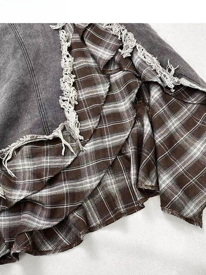 Glamorous Trim Pattern Gary Plaid Bittersweet Distress