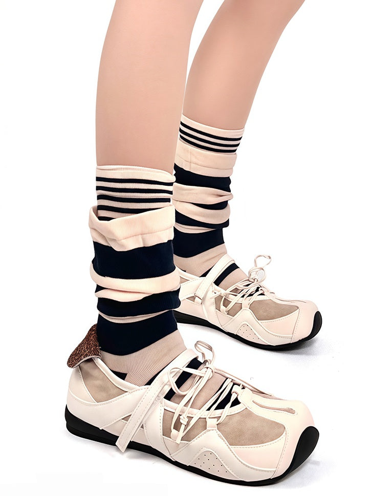 Colors 2 Flared Two-Piece Zebra Print Socks Design Cotton Fake