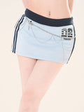 Low Rise Mini-Sportrock mit Zahlen-Print Blau/Schwarz