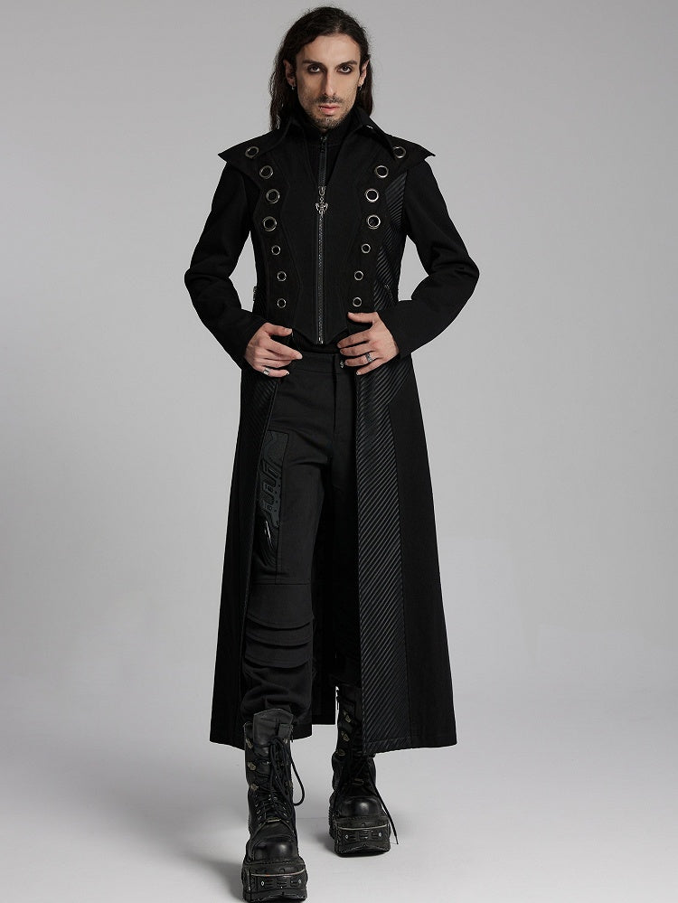 Black Men's Punk Visual Long Jacket