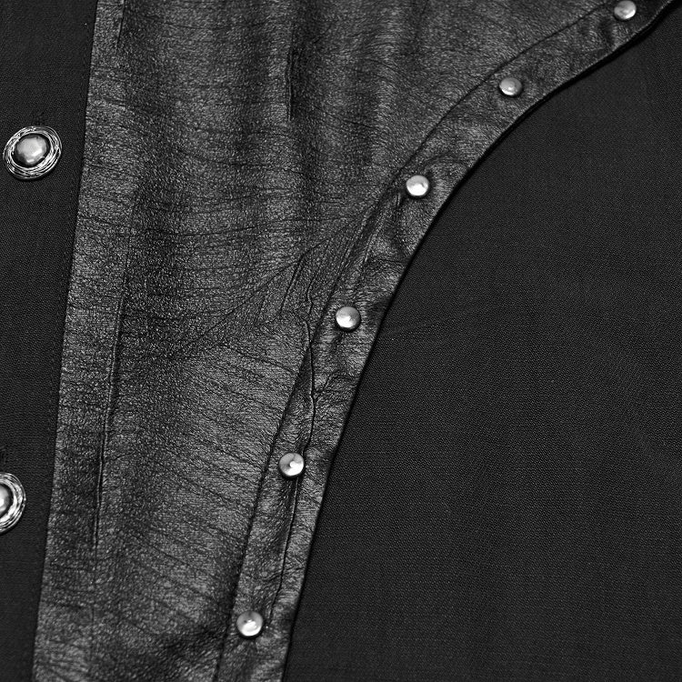 Asymmetrical Black Men's Punk Shirt - Punk Rave