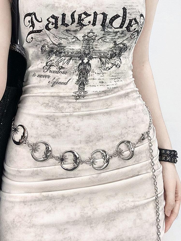 Design Chain Punk Waist Silver Moon