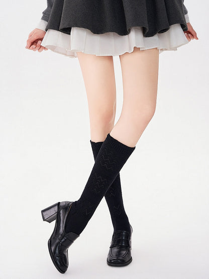Knit Calf 3-Color Socks Pointelle