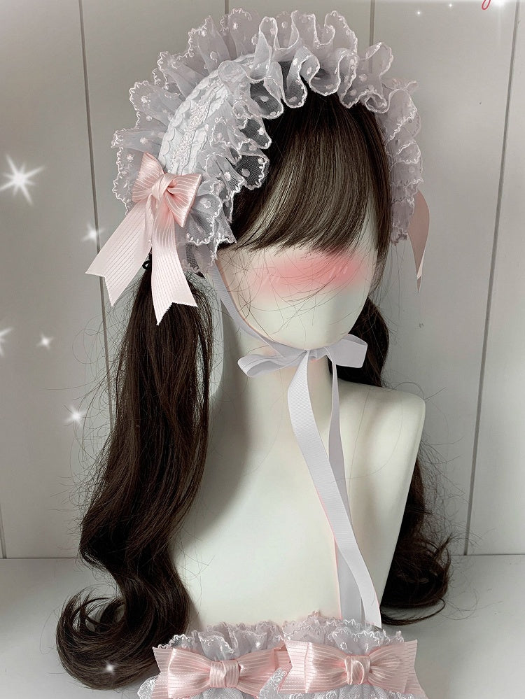 Color Lolita Pattern Trim Hairband Polka-dot 3 Lace Options Sweet