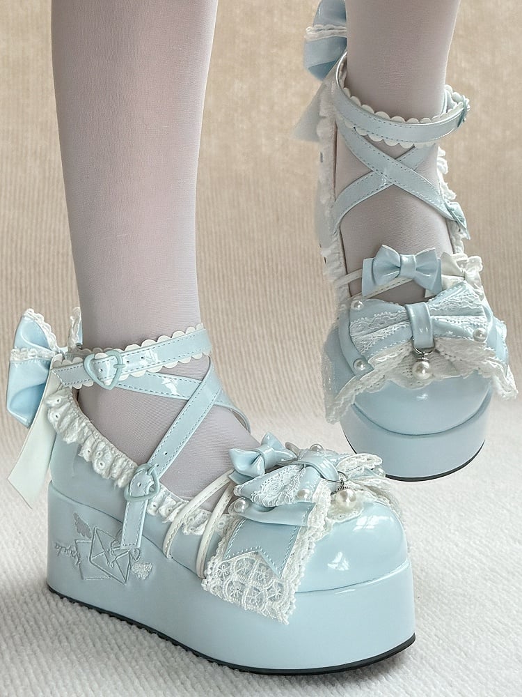 Blue Janes Platform Details Lolita Mary PU - Bead Sweet