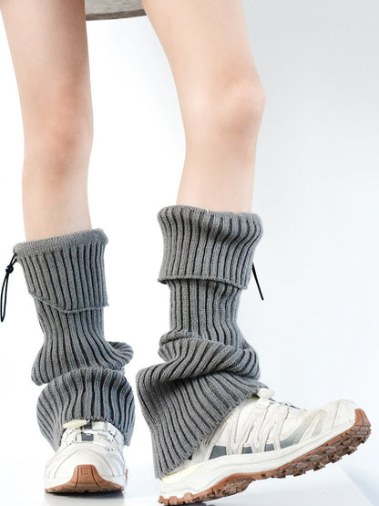 Vertical Colors Pattern Design Leg Drawstring Warmers Knitted Striped 8