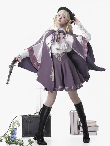 Purple Lolita Cape with Key Pattern Embellishment - Xiong Dou Jiang