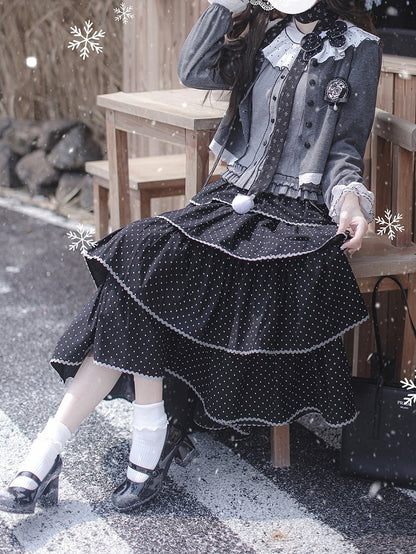 Accents Snowflake Cozy Scarf with Pom-Pom Black