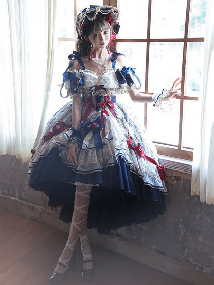 Corset Dark White Blue Red Lolita High-low Snow and Dress Hanayome