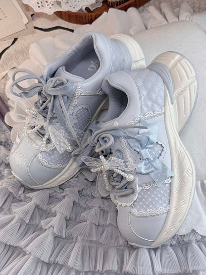 Accents - Lolita Blue Lace Sweet Platform Sneakers