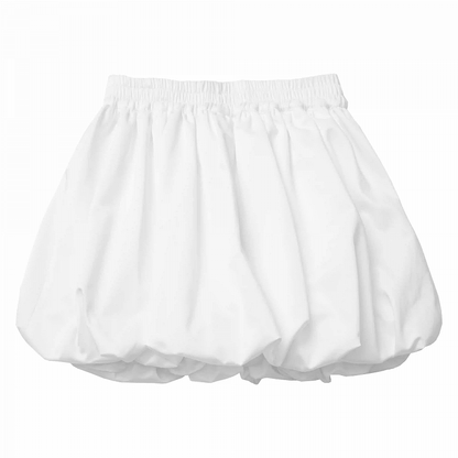 White Elastic Waist Bubble Skirt