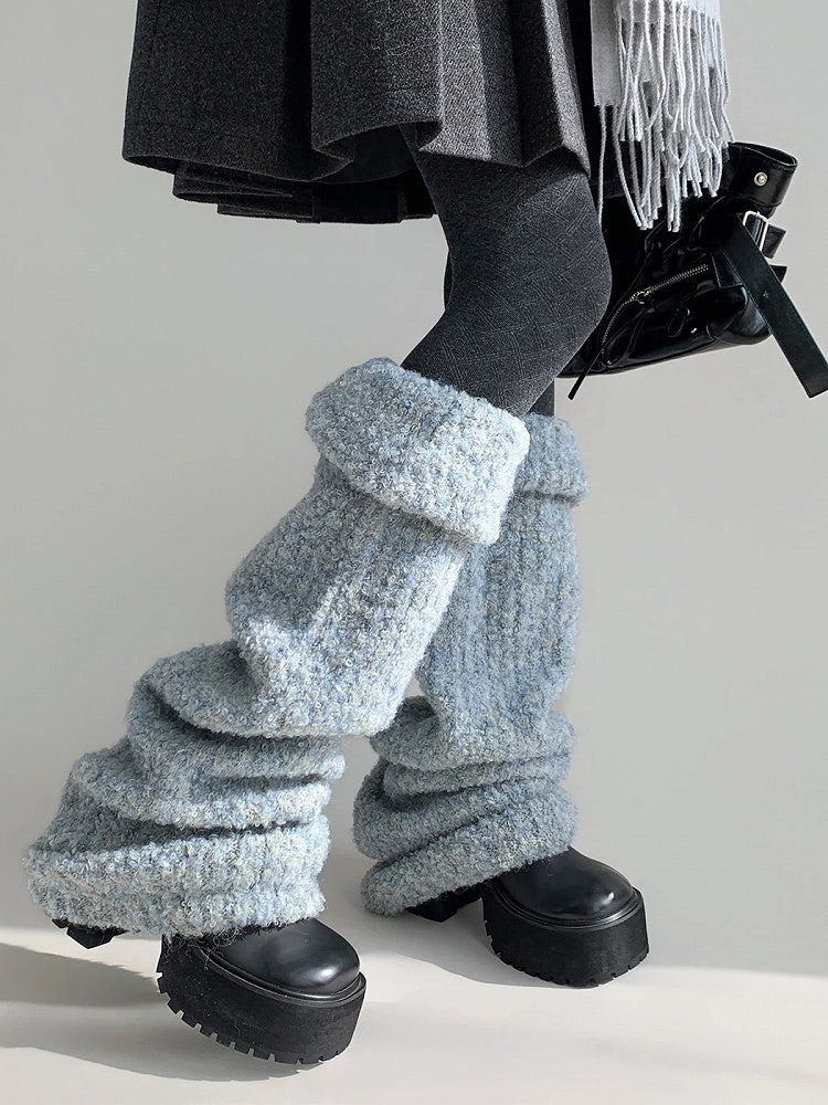 Marled Warmers Knit Slouchy Fluffy Leg
