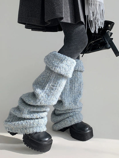 Marled Warmers Knit Slouchy Fluffy Leg