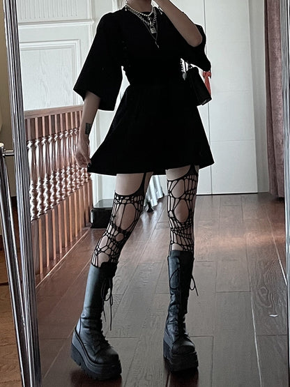 Oversized Dark with Dress Black Frenzy Tonal T-Shirt Embroidery