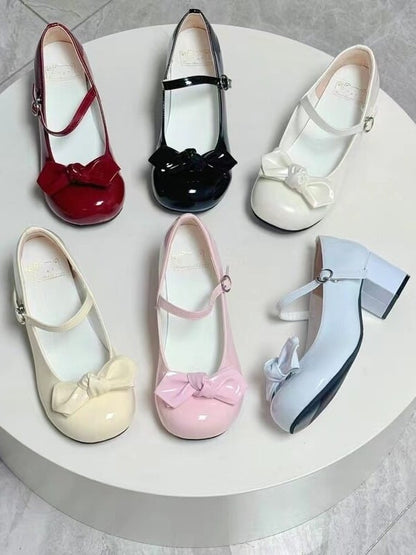 Options Jane Mary Light Heel Kawaii 2 with Bowknot Yellow Straps Pink Lolita Ankle Shoes