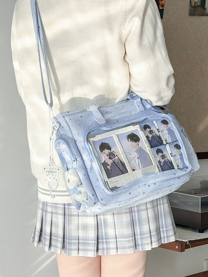 Star Light Otaku Dot Ita Bag Crossbody with Blue Style Side Pockets Design Sweet