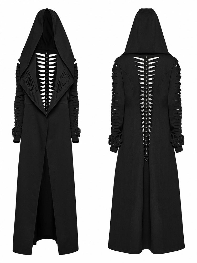 Black Punk Hooded Cut Washed Jacket
