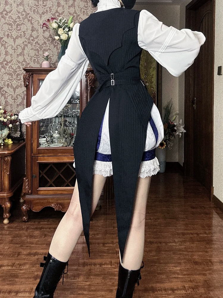 Gothic Ouji Schwalbe Geschwungene Saumflügel und schwarzer Westekragenschwanz Lolita Fledermaus