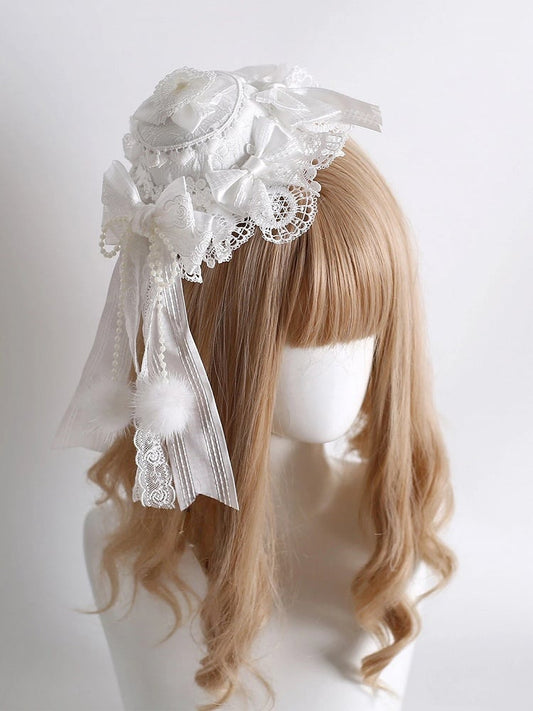 Sweet Style) Mini Shiro Hat (Elegant Lace Bow