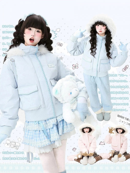 Blouson Closure Kawaii with Dual Jacket Daily Blue/Pink
