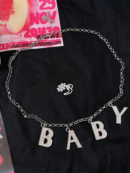 レターラインストーンデザインパンクウエストチェーン