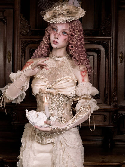 Neck Lace Halter Illusion Rococo with Corset Top Detachable